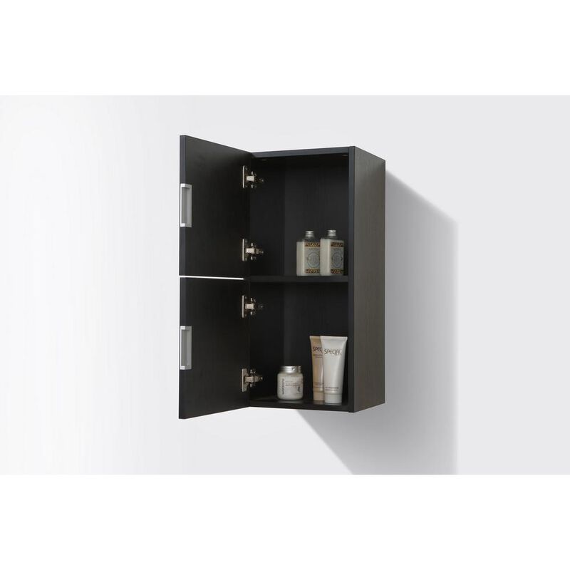 Kubebath 12 Wide by 24 High Linen Side Cabinet With Two Doors in Black Wood Finish