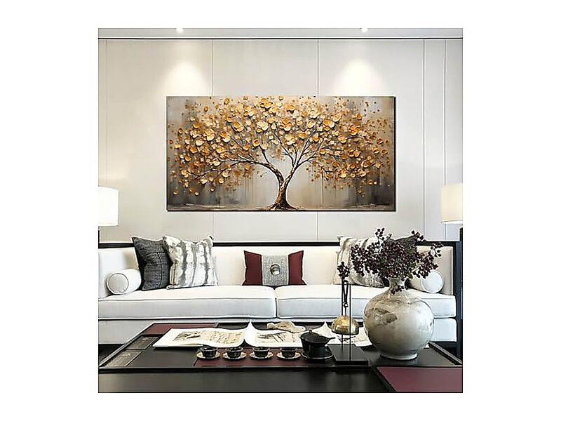 Gold Tree Wall Art Living Room Large Abstract Canvas Office Modern Bedroom Decor image number 2