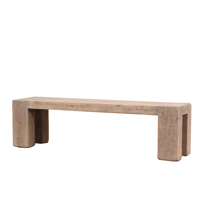 Ravello Solid Wood Bench in Weathered Gray image number 3