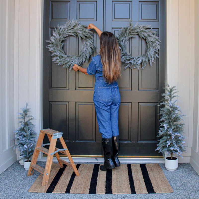 30" Flocked Cedar Wreath image number 1