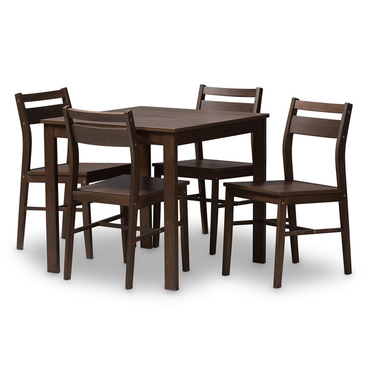 Baxton Studio Lovy Modern and Contemporary Walnut Finished 5 Piece Dining Set