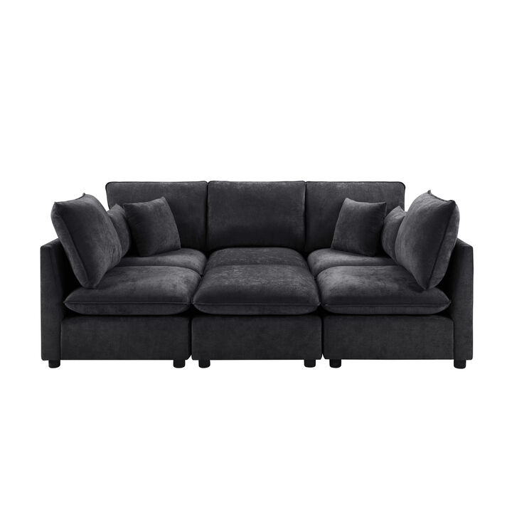 Merax Modular Chenille Sectional Sofa with Storage & USB Ports