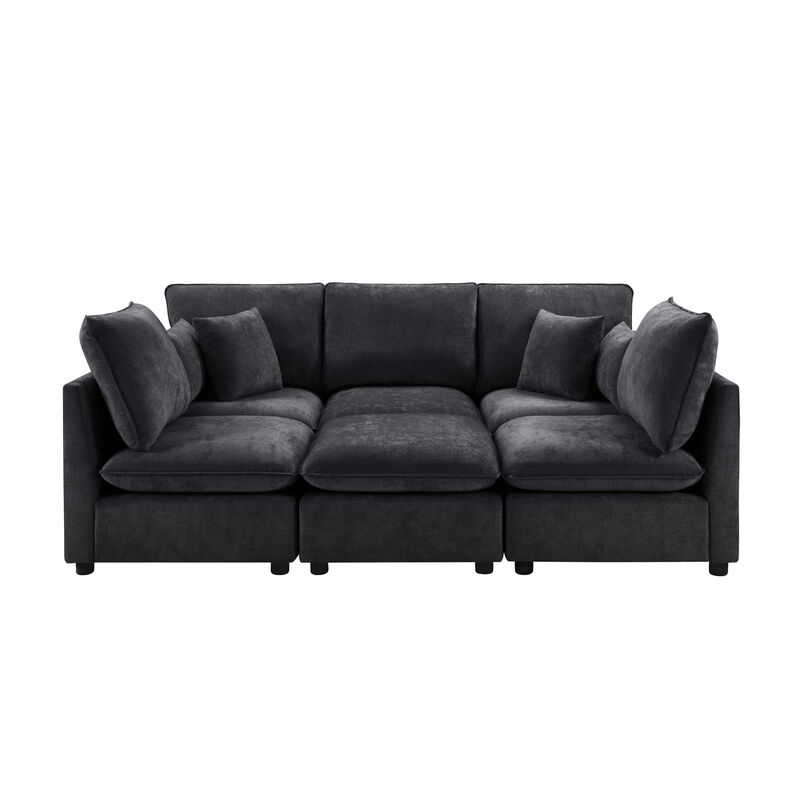 Merax Modular Chenille Sectional Sofa with Storage & USB Ports