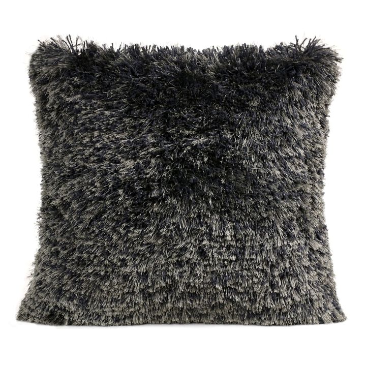 20" Gray Solid Shag Square Throw Pillow