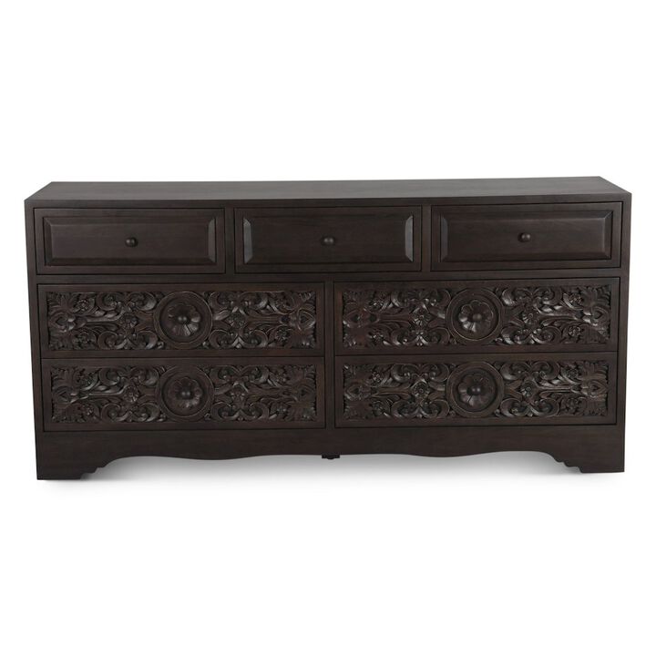 World Interiors Haveli 71" Dresser with Plinth Base in Vintage Brown