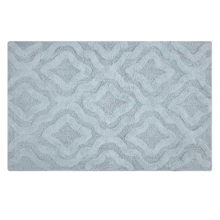 Knightsbridge Link Bath Rug Cotton Non Skid Back - 17x24", Light Blue
