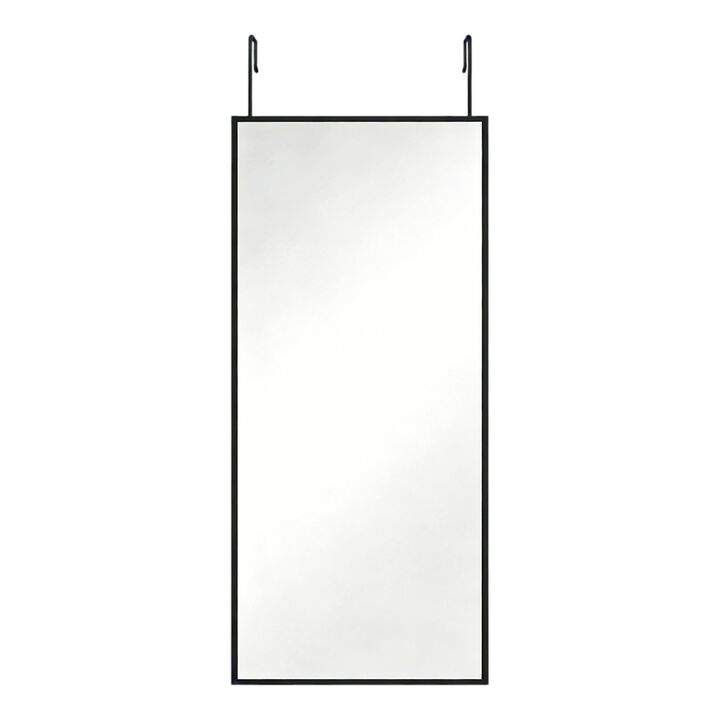 HomeRoots 47" Black Aluminum Over the Door Framed Accent Mirror