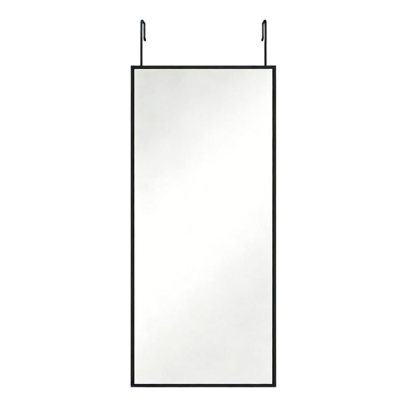 HomeRoots 47" Black Aluminum Over the Door Framed Accent Mirror image number 0