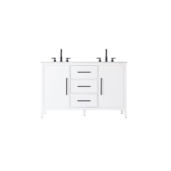 Elegant Kitchen and Bath 54 Inch Double Bathroom Vanity In White