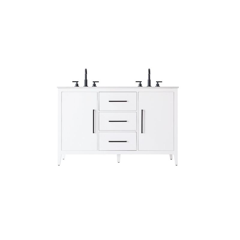 Elegant Kitchen and Bath 54 Inch Double Bathroom Vanity In White