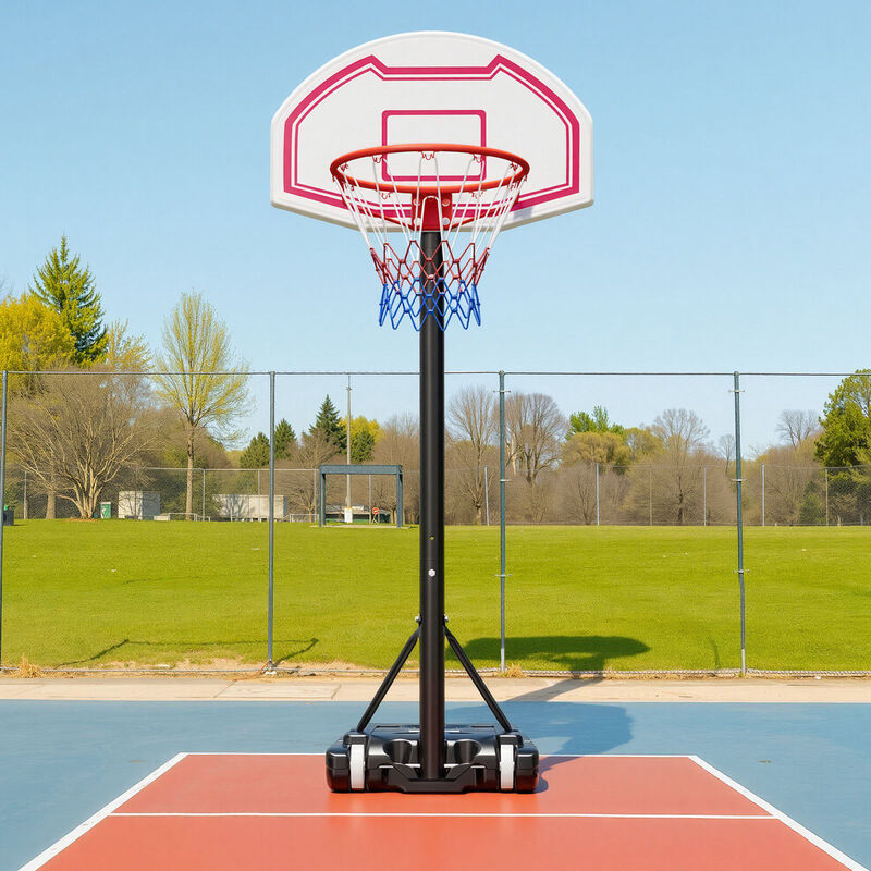 Kids Portable Basketball Hoop with Adjustable Height, Backboard, Nylon Net & Rolling Base-Black image number 1