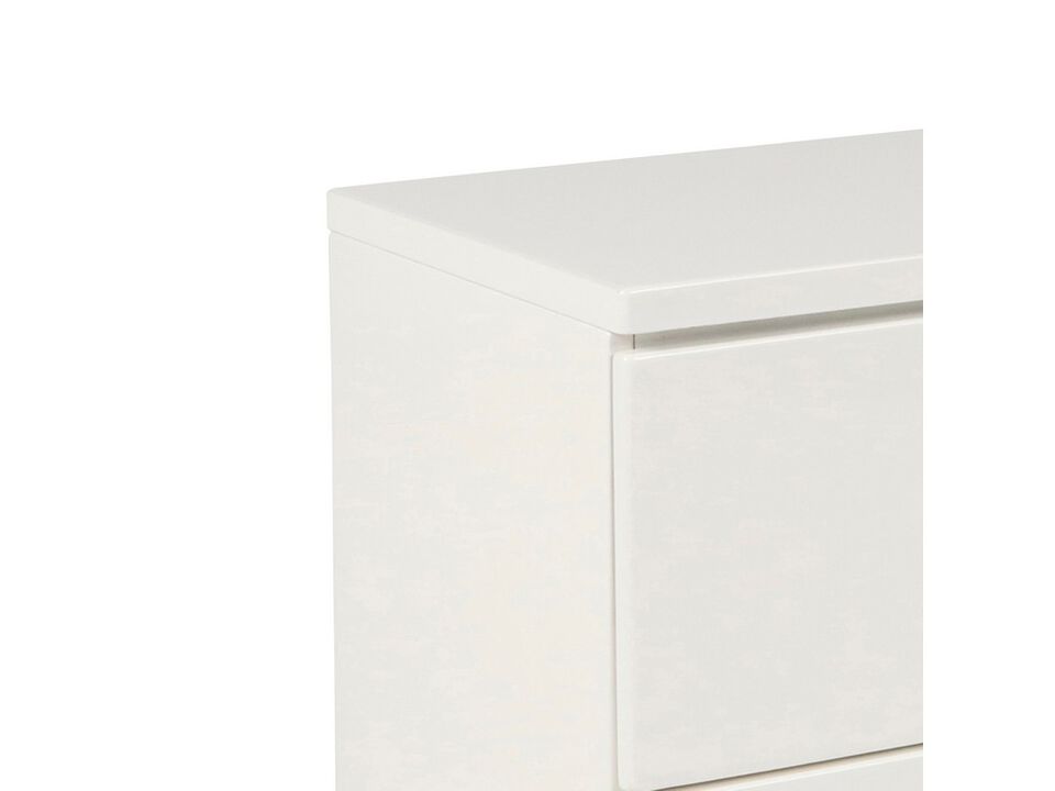2 Drawer Wooden Nightstand with Metal Base and Bar Handles, White-Benzara
