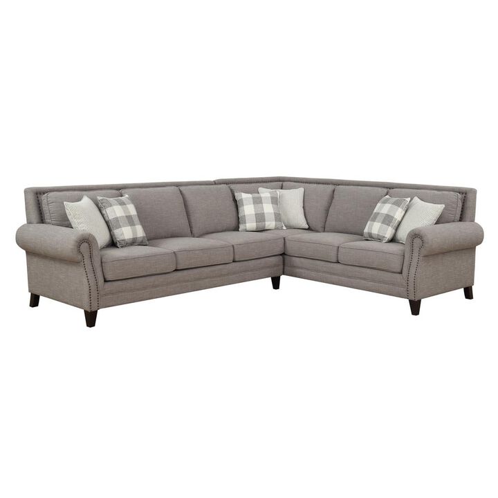 Madrona Burke Sectional with Rolled Arms, Turned Feet, And Nailhead Trim