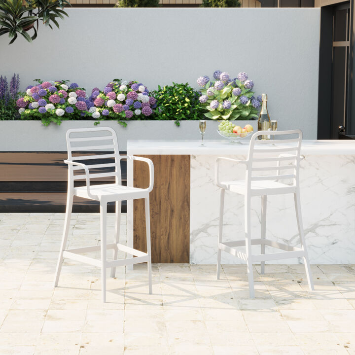 WestinTrends 29.5" Outdoor Polypropylene Plastic Patio Bar Height Stools (Set of 2)