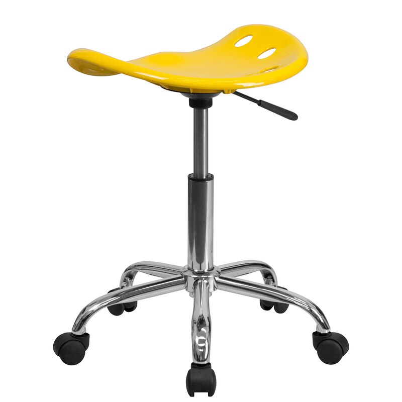 Flash Furniture Taylor Vibrant Yellow Tractor Seat and Chrome Stool image number 4