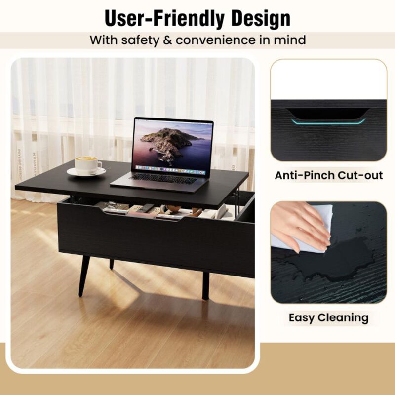 Hivvago 47 Inch Lift Top Coffee Table with 2 Hidden Compartments