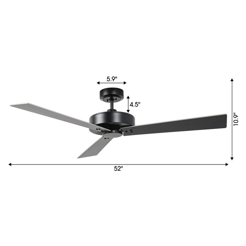 52 in. Barbeque Black Reversible Blades Ceiling Fan with Wall Control without Light