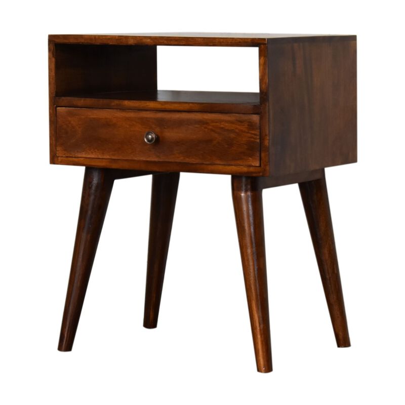 Modern Chestnut Solid Wood 1 Drawer  NightStand