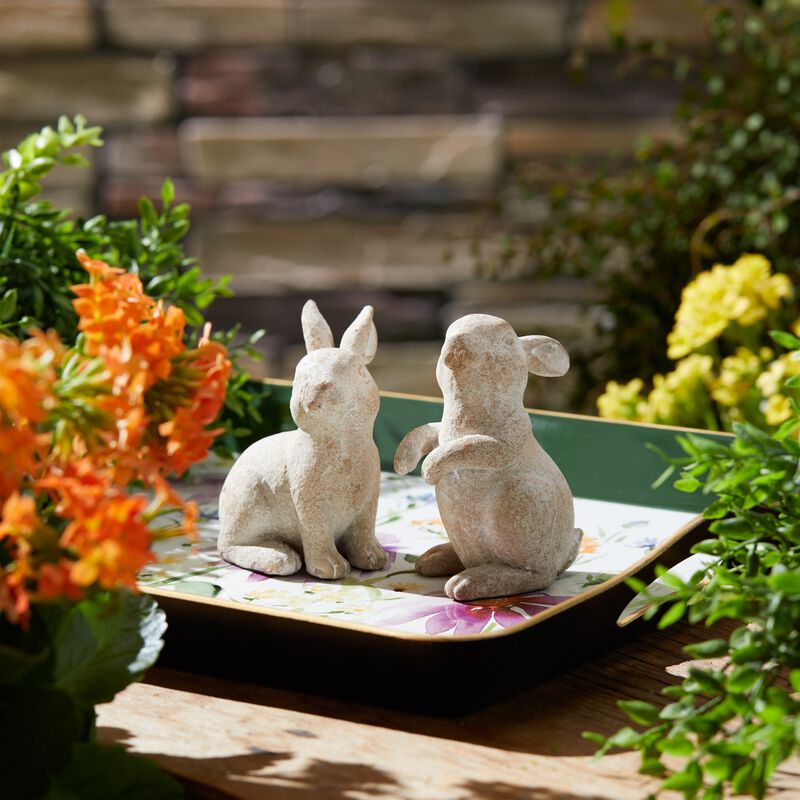 Set of 12 Distressed Mini Bunny Figurines for Spring or Easter Table Decor