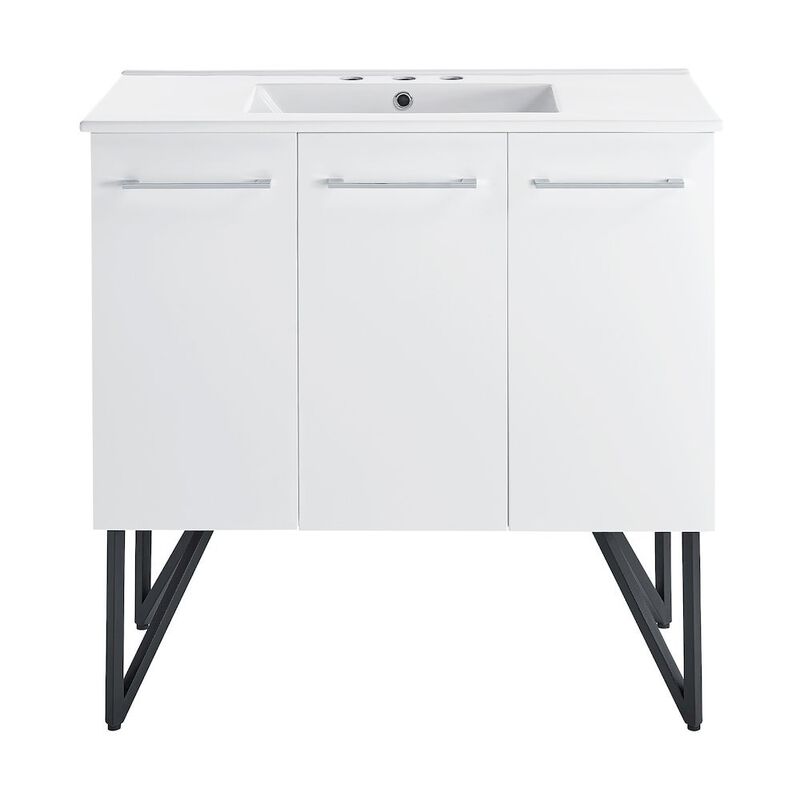 Annecy 36 in. White Bathroom Vanity with 3-Hole Ceramic Sink Top image number 0