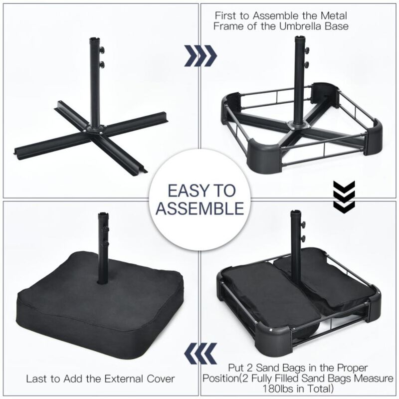 Hivvago Double-Sided Twin Patio Umbrella with Crank and Base