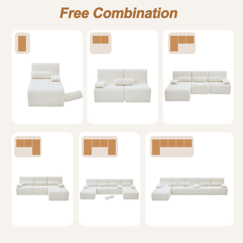 Modular Sofa with Arm Pillows, Vacuum-Compressed Packaging image number 4