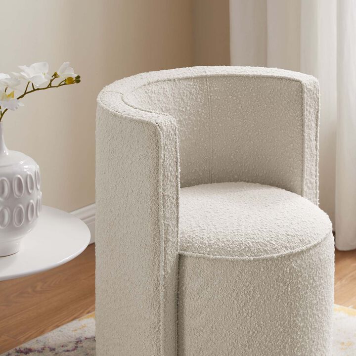 Della Boucle Fabric Swivel Chair White EEI-6223-IVO