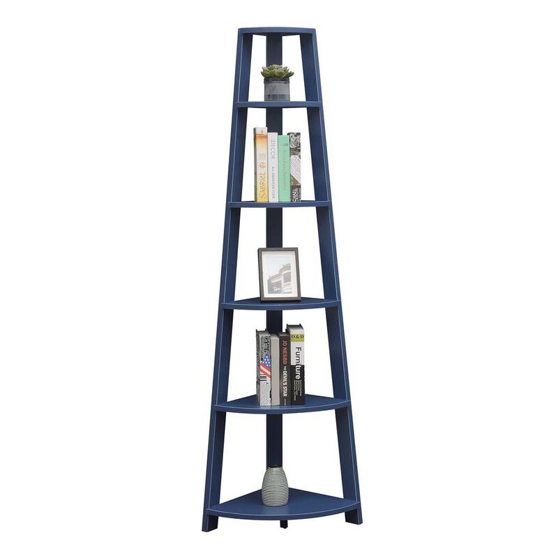 Convenience Concepts Newport 5 Tier Corner Bookshelf Cobalt Blue