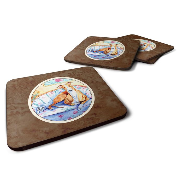 Caroline's Treasures 7081FC Whippet Waiting On You Foam Coasters (Set of 4), 3.5, Multicolor