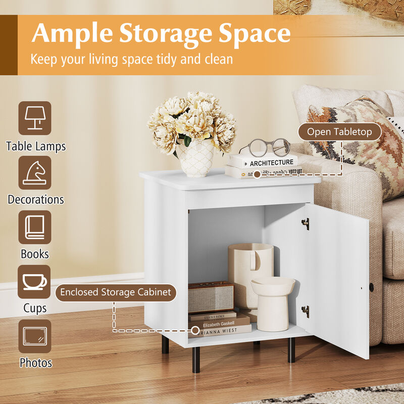 Set of 2 Modern Nightstand End Tables with Doors and Enclosed Storage image number 5
