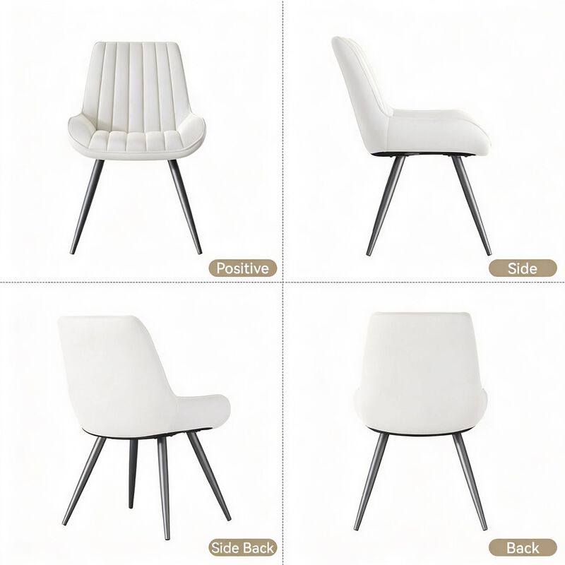 Modern Ribbed Fabric Upholstered Dining Chair Set of 4 image number 2