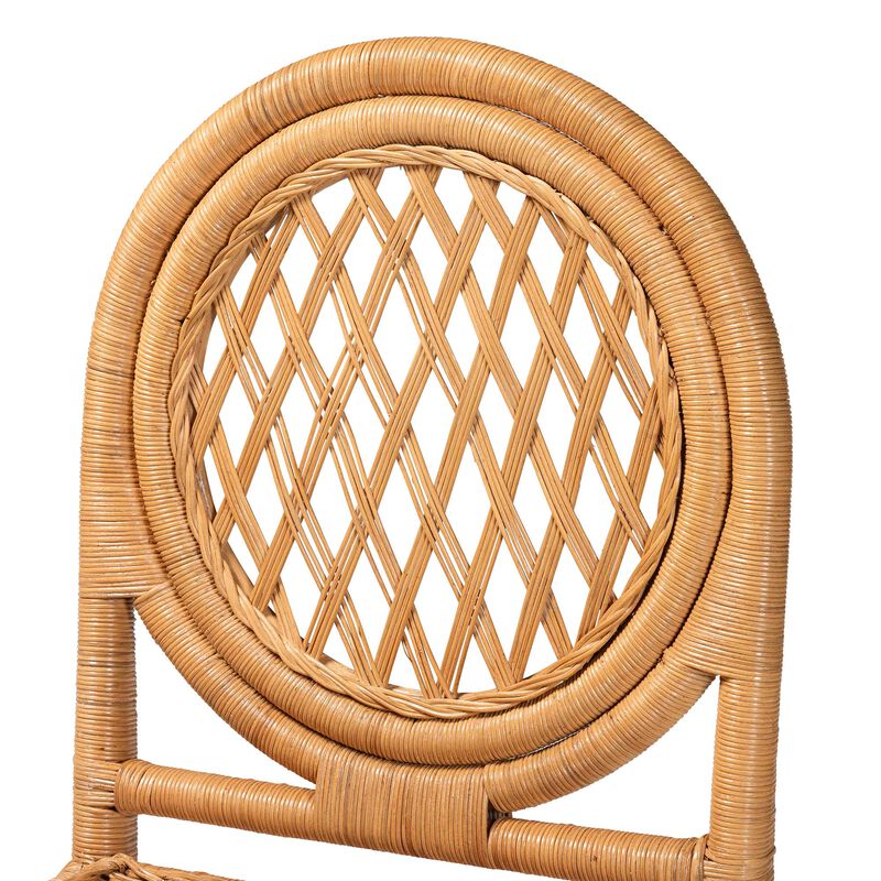 bali & pari Oxford Round Back Rattan Counter Stool - Handwoven Cane Counter Height Chair with Open Lattice Design, Natural Wicker Coastal Kitchen Island Seating
