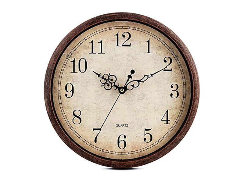 Vintage Brown Dining Wall Clock 12 Inch Silent Non Ticking Easy Read image number 0