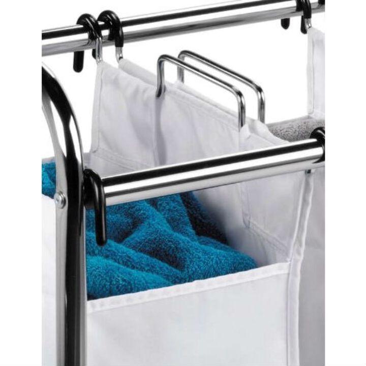 QuikFurn Heavy Duty Commercial Grade Laundry Sorter Hamper Cart in White Chrome