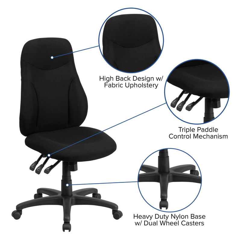 Hughes High Back Fabric Multifunction Swivel Ergonomic Task Office Chair