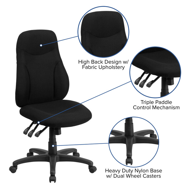 Hughes High Back Fabric Multifunction Swivel Ergonomic Task Office Chair image number 5