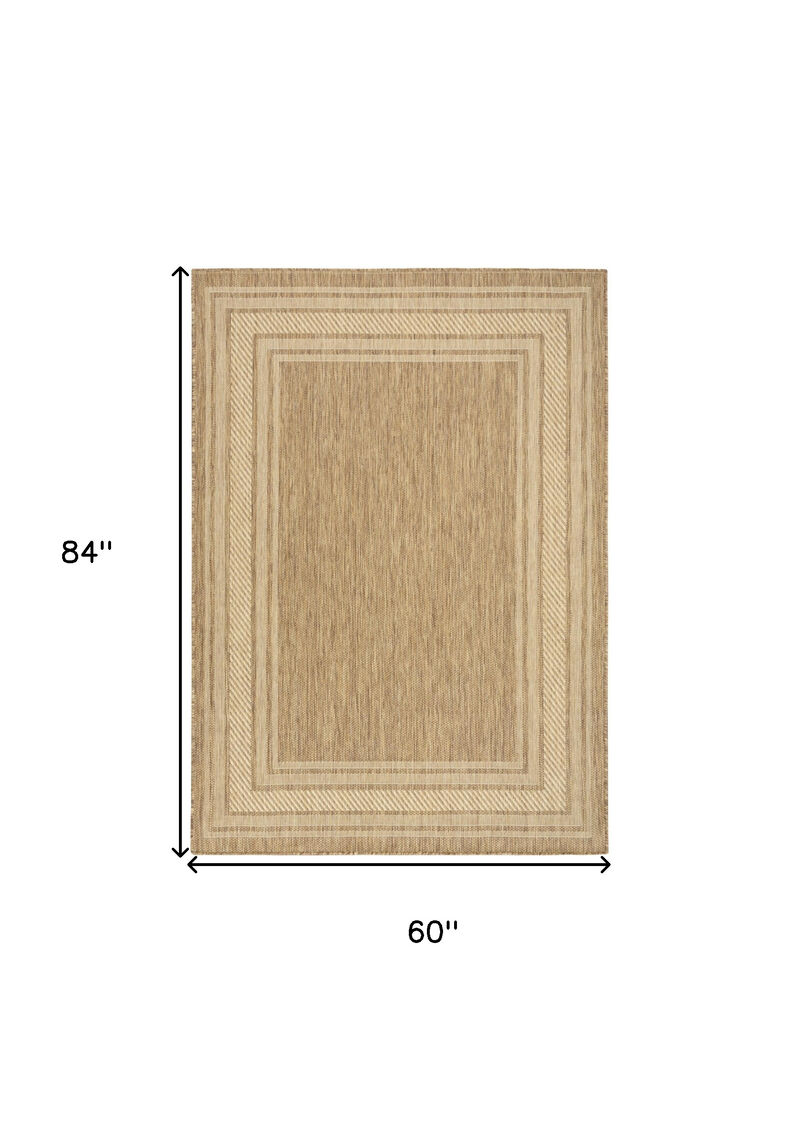 HomeRoots 5' X 7' Natural Geometric Indoor Outdoor Area Rug image number 5