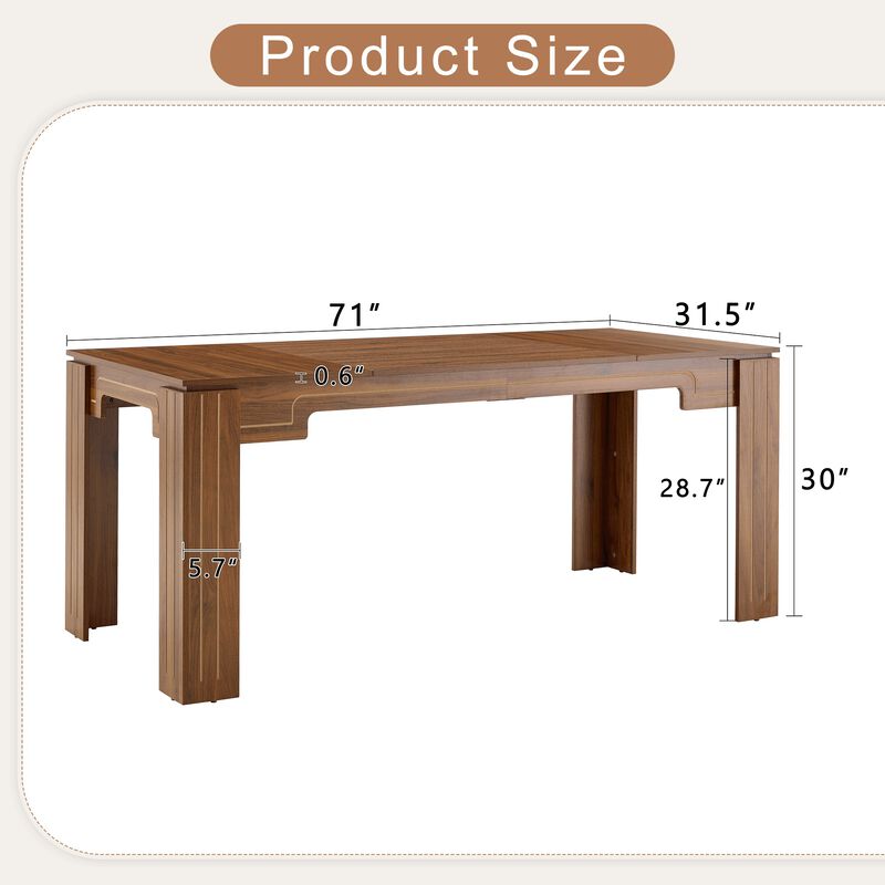 Whisen Dining Table with Groove Legs, MDF Space-Saving for Kitchen Living Room image number 9