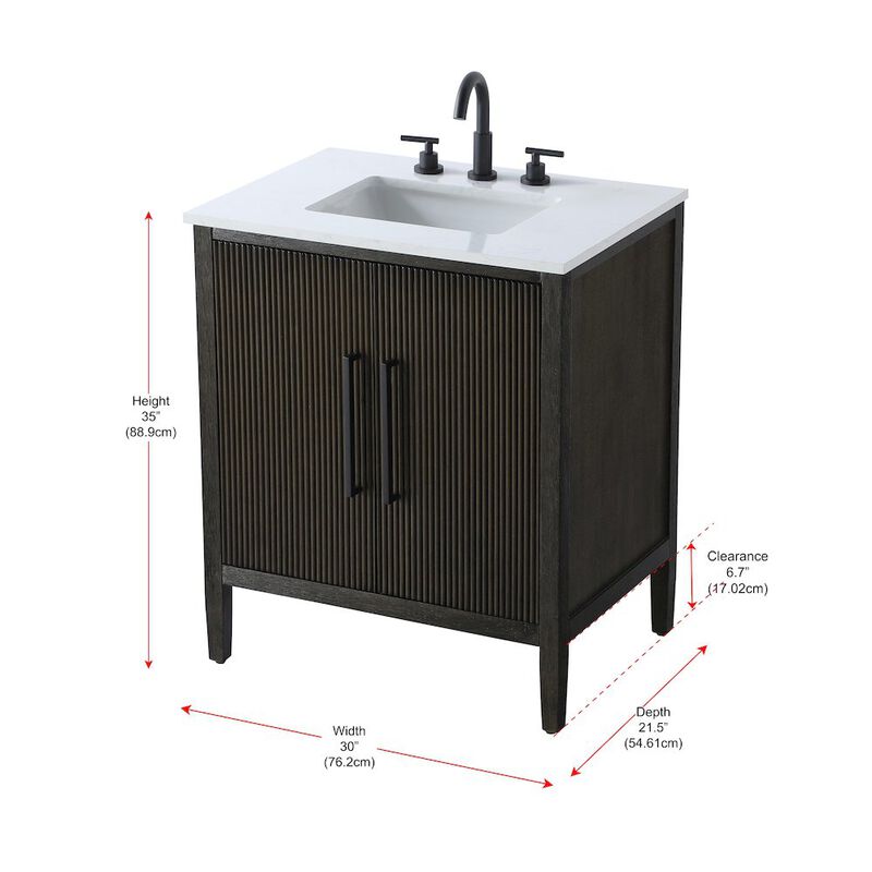 Elegant Kitchen and Bath 30 inch Single Bathroom Vanity in Chocolate Oak