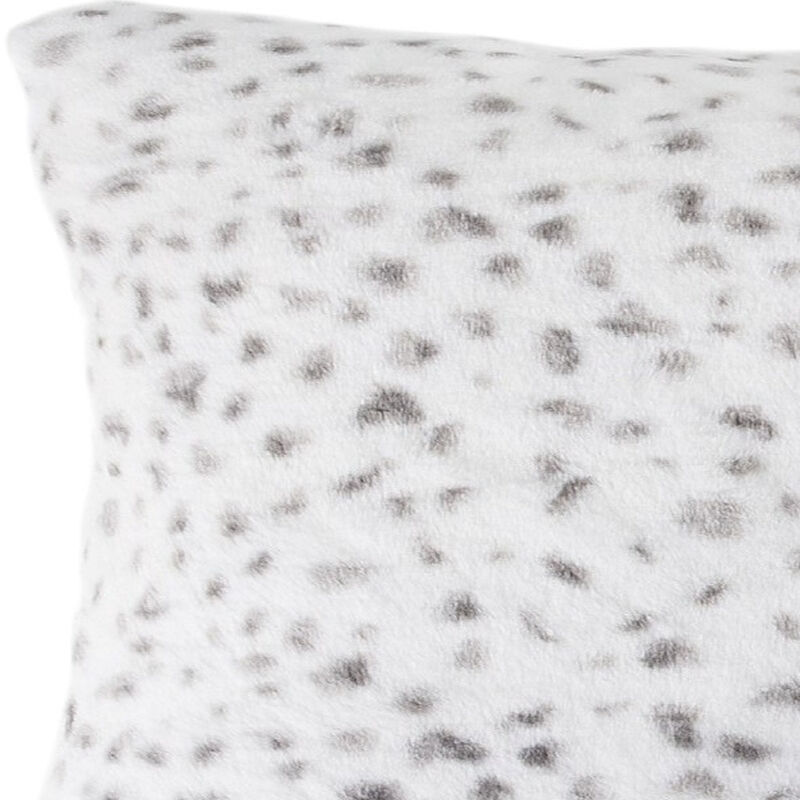 HomeRoots Set of Two 12" X 20" White and Gray Faux Fur Lumbar Throw Pillows image number 2
