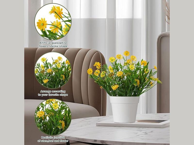 Yellow Artificial Daisy Flowers Home Decor Plants Bathroom image number 1
