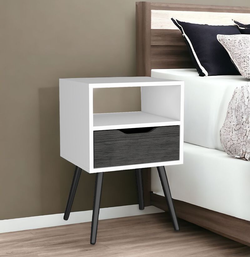HomeRoots 25" Gray Wood One Drawer Nightstand image number 1
