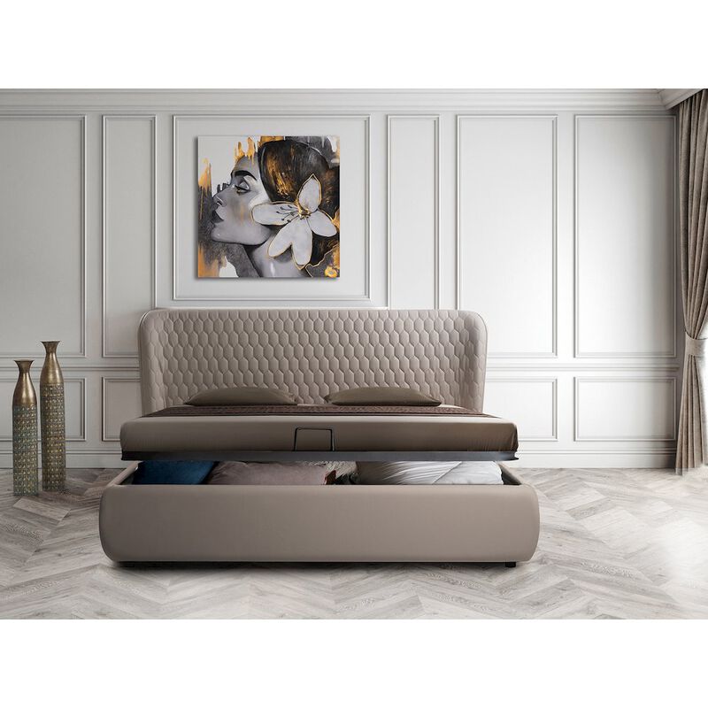 Casabianca Home Agoura King Storage Bed In Taupe Pu Leather