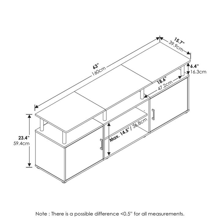 Furinno Jensen TV Stand for TV up to 70 Inch, Solid White/Black