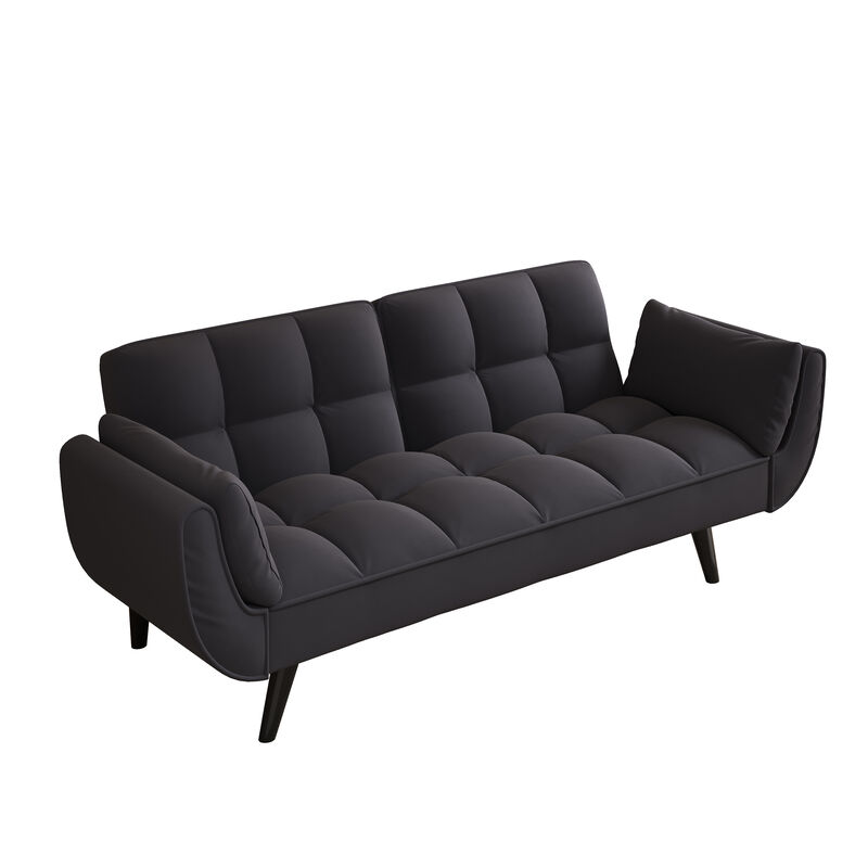Merax Adjustable Sofa Bed with Clustered Cushions & Even Stitching Converts to Bed for Overnight Guests image number 0