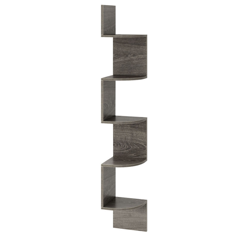 5-Tier Corner Wall Shelf, Floating Bookshelf and Storage Rack for Living Room or Office