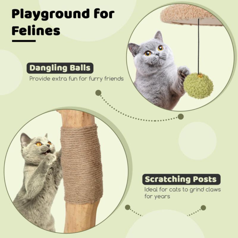 Hivvago 43 Inch Wooden Cat Tree with Padded Top Perch