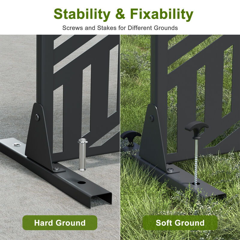 Arched Metal Outdoor Privacy Screen, Freestanding Outdoor Divider Decorative Privacy Fence