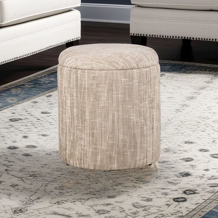 Carolina Chair & Table Handwoven Ourea Natural Striped Chenille Storage Ottoman