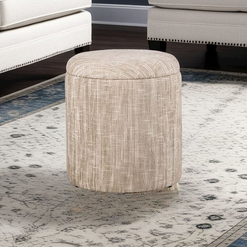 Carolina Chair & Table Handwoven Ourea Natural Striped Chenille Storage Ottoman